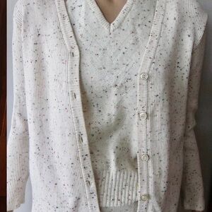 Beautiful 70’s Vintage Italian Confetti Wool Blend Sweater, Tank and skirt